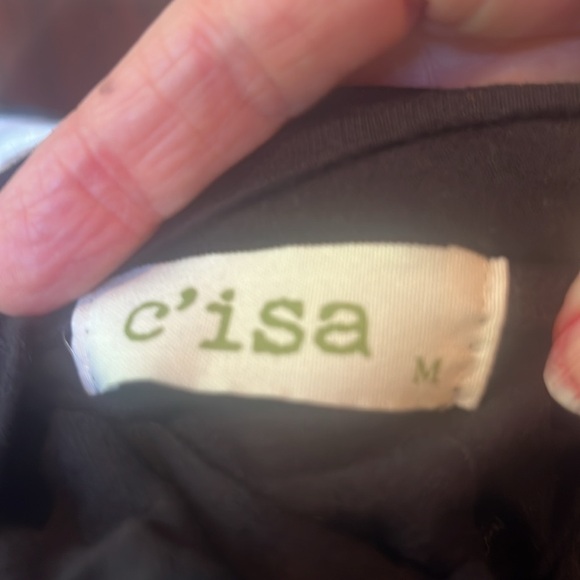 C’isa Long Sleeve Crew Neck Cropped Tee with Knotted Front Size Medium - Picture 3 of 4